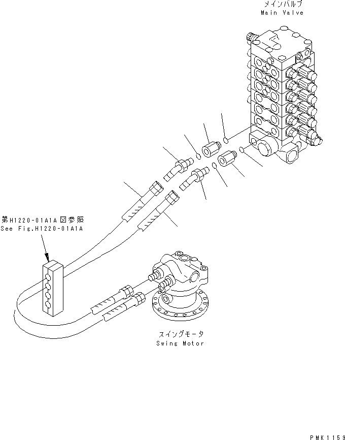 Komatsu parts book diagram for PC60-7 S/N 45001-UP: SWING LINE(#52374-59570)