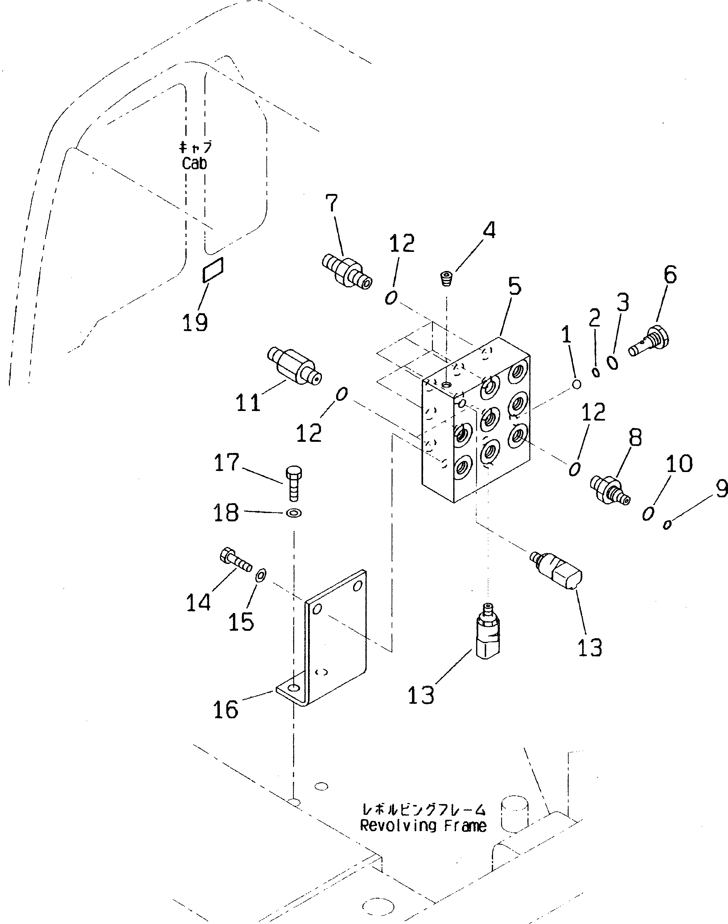 Komatsu parts book diagram for PC60-7 S/N 45001-UP: SHUTTLE VALVE (FOR QUICK COUPLER)(#45001-52373)