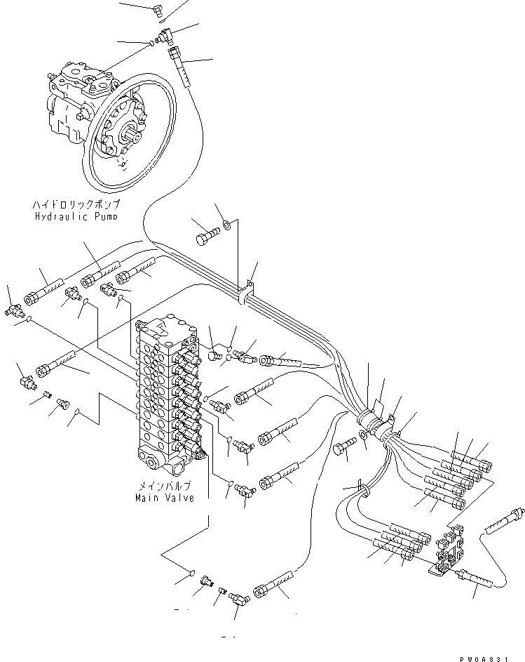 Komatsu parts book diagram for PC60-7 S/N 45001-UP: P.P.C. MAIN LINE (FOR QUICK COUPLER)(#58001-)