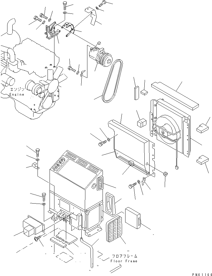 Komatsu parts book diagram for PC60-7 S/N 45001-UP: AIR CONDITIONER (UNIT)(#52374-53312)
