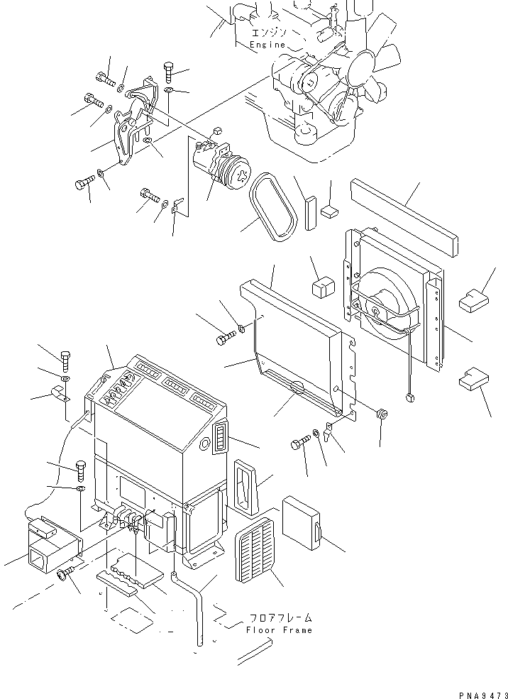 Komatsu parts book diagram for PC60-7 S/N 45001-UP: AIR CONDITIONER AND DEFROSTER (UNIT)(#45001-52373)