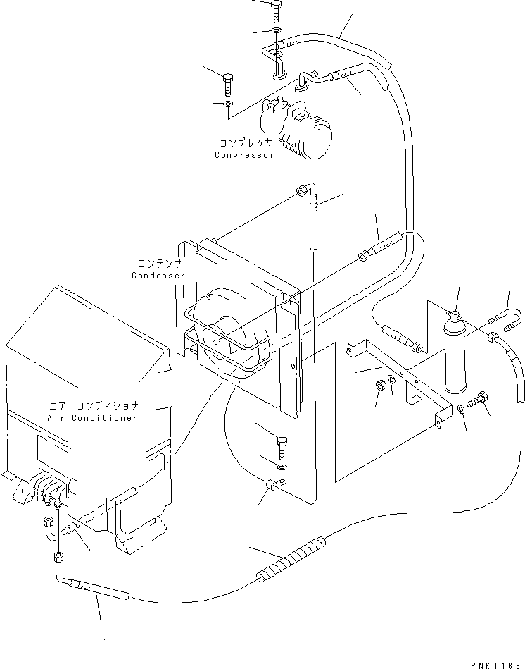 Komatsu parts book diagram for PC60-7 S/N 45001-UP: AIR CONDITIONER (COOLER HOSE)(#52374-53312)