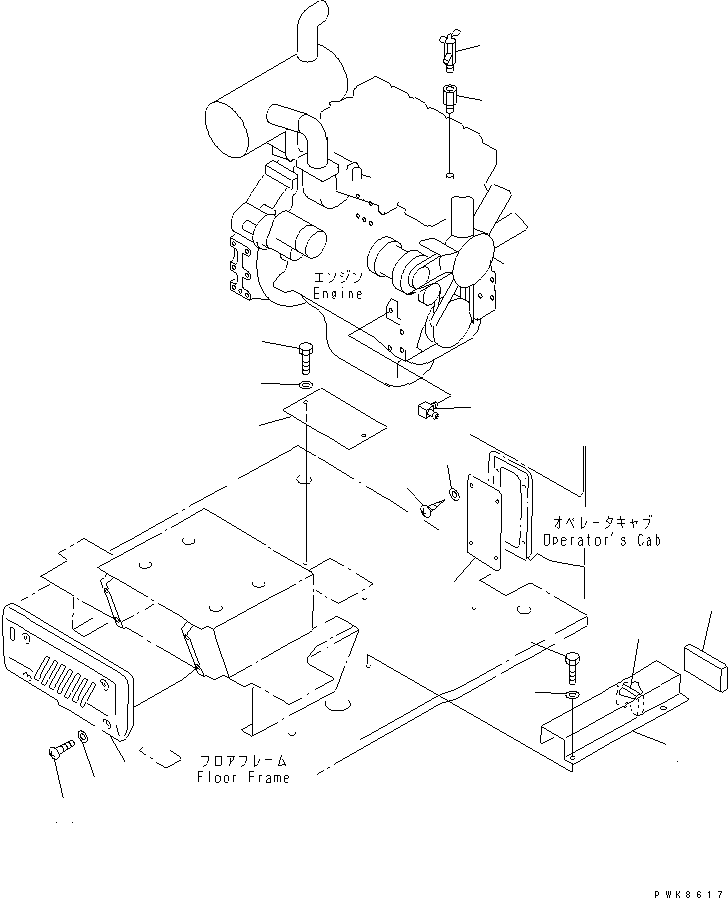 Komatsu parts book diagram for PC60-7 S/N 45001-UP: CAR HEATER (3300 KCAL) (COVER AND VALVE)(#52374-)