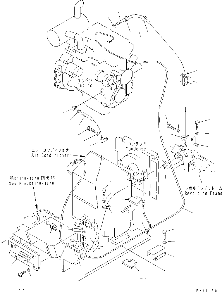 Komatsu parts book diagram for PC60-7 S/N 45001-UP: AIR CONDITIONER (HEATER HOSE)(#52374-53312)