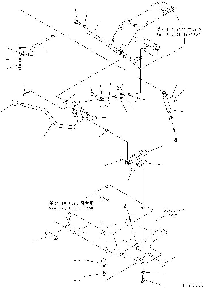 Komatsu parts book diagram for PC60-7 S/N 45001-UP: FLOOR FRAME (SAFETY LOCK LEVER)(#45001-52373)