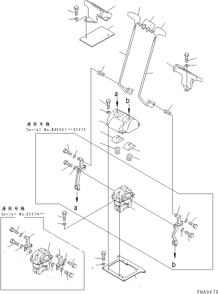 Komatsu parts book diagram for PC60-7 S/N 45001-UP: FLOOR FRAME (TRAVEL LEVER)