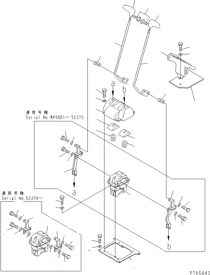 Komatsu parts book diagram for PC60-7 S/N 45001-UP: FLOOR FRAME (TRAVEL LEVER) (FOR 1-ACTUATOR ATTACHMENT) (FOR DEFROSTER)