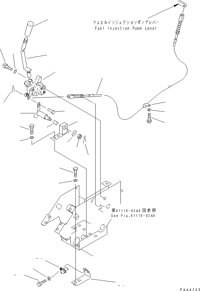Komatsu parts book diagram for PC60-7 S/N 45001-UP: FLOOR FRAME (FUEL CONTROL)(#45001-52373)
