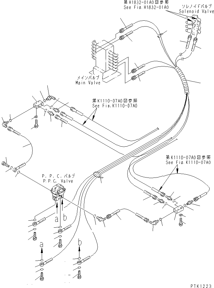 Komatsu parts book diagram for PC60-7 S/N 45001-UP: FLOOR FRAME (P.P.C. TRAVEL LINE)(#52374-)