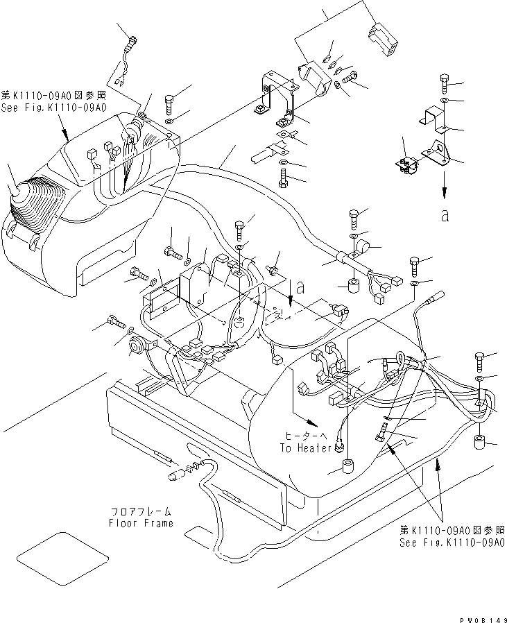 Komatsu parts book diagram for PC60-7 S/N 45001-UP: FLOOR FRAME (HARNESS)(#58001-)
