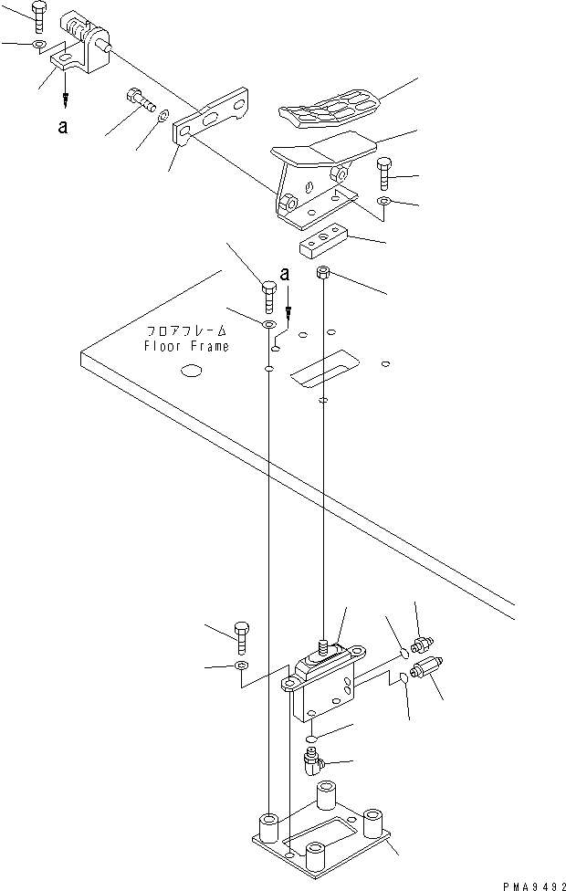 Komatsu parts book diagram for PC60-7 S/N 45001-UP: FLOOR FRAME (CONTROL PEDAL R.H.) (FOR 1 OR 2-ACTUATOR ATTACHMENT)(#46528-)