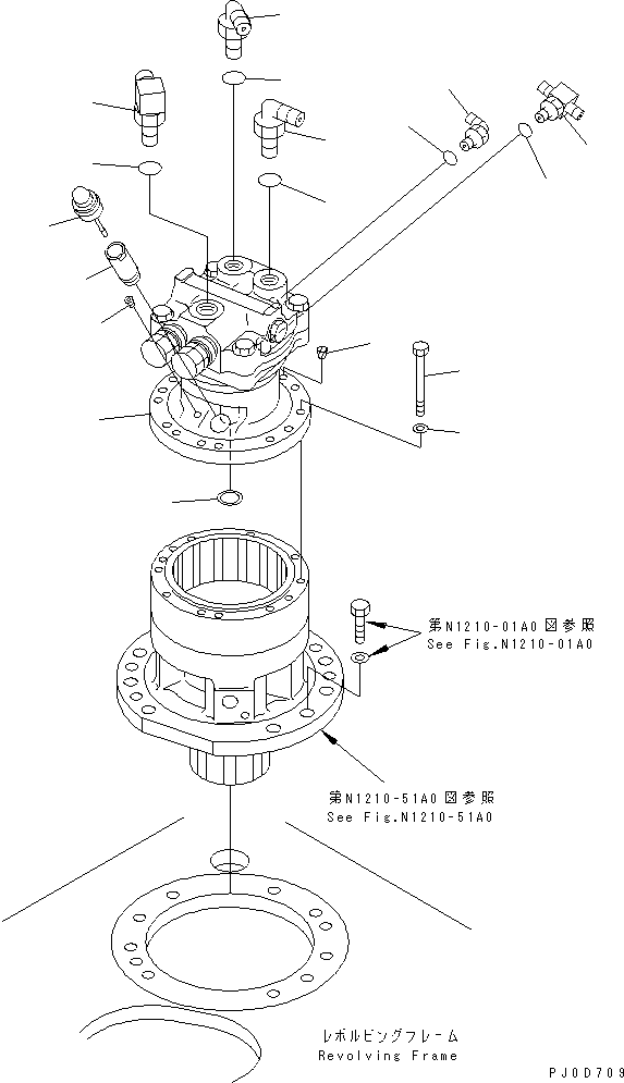 Komatsu parts book diagram for PC60-7 S/N 45001-UP: SWING MACHINERY (RELATED PARTS)(#59571-)