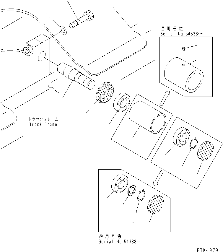 Komatsu parts book diagram for PC60-7 S/N 45001-UP: CARRIER ROLLER(#52374-)