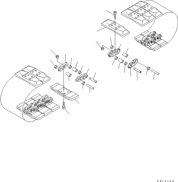 Komatsu parts book diagram for PC60-7 S/N 45001-UP: TRACK SHOE (RUBBER PAD TYPE) (ROAD LINER) (450MM WIDE)