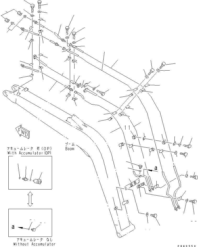 Komatsu parts book diagram for PC60-7 S/N 45001-UP: BOOM (ADDITIONAL LINE) (FOR 2-ACTUATER ATTACHMENT)(#45001-54337)