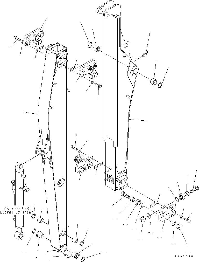 Komatsu parts book diagram for PC60-7 S/N 45001-UP: TELESCOPIC ARM (ARM AND ROLLER)
