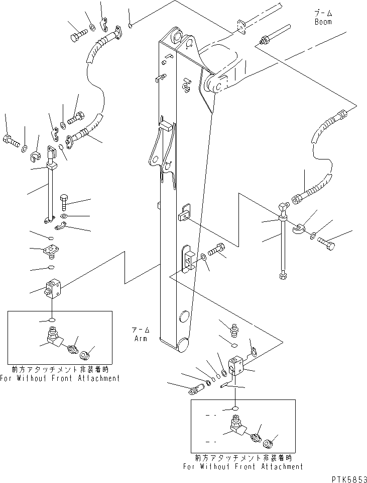Komatsu parts book diagram for PC60-7 S/N 45001-UP: LONG ARM (ADDITIONAL LINE) (FOR 1-ACTUATER ATTACHMENT)