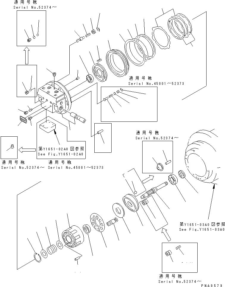 Komatsu parts book diagram for PC60-7 S/N 45001-UP: TRAVEL M0TOR (1/3)(#45001-58727)