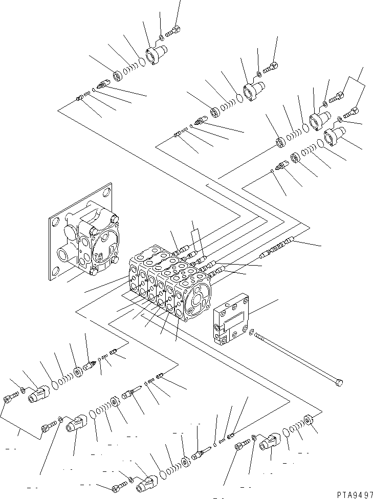 Komatsu parts book diagram for PC60-7 S/N 45001-UP: MAIN VALVE (6-VALVE) (1/6)(#45001-52373)