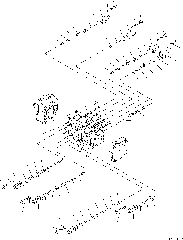 Komatsu parts book diagram for PC60-7 S/N 45001-UP: MAIN VALVE (6-VALVE) (1/6)(#52374-)