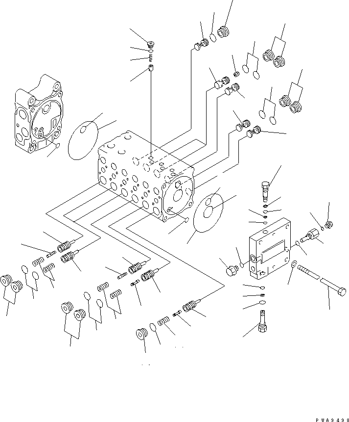 Komatsu parts book diagram for PC60-7 S/N 45001-UP: MAIN VALVE (6-VALVE) (2/6)(#45001-52373)