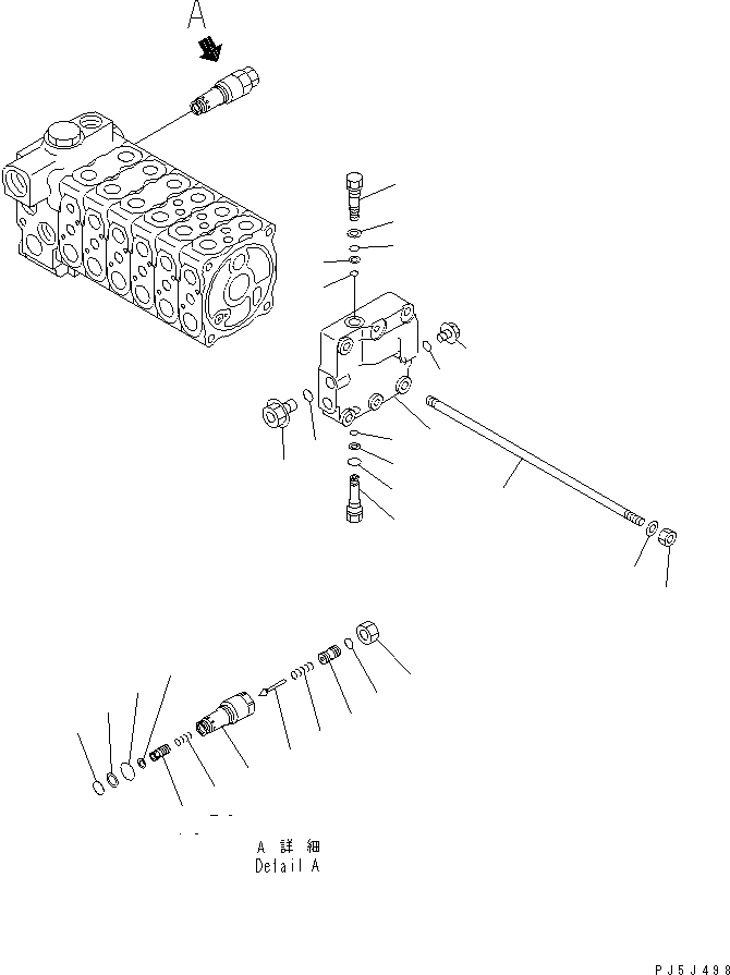 Komatsu parts book diagram for PC60-7 S/N 45001-UP: MAIN VALVE (6-VALVE) (4/6)(#52374-)