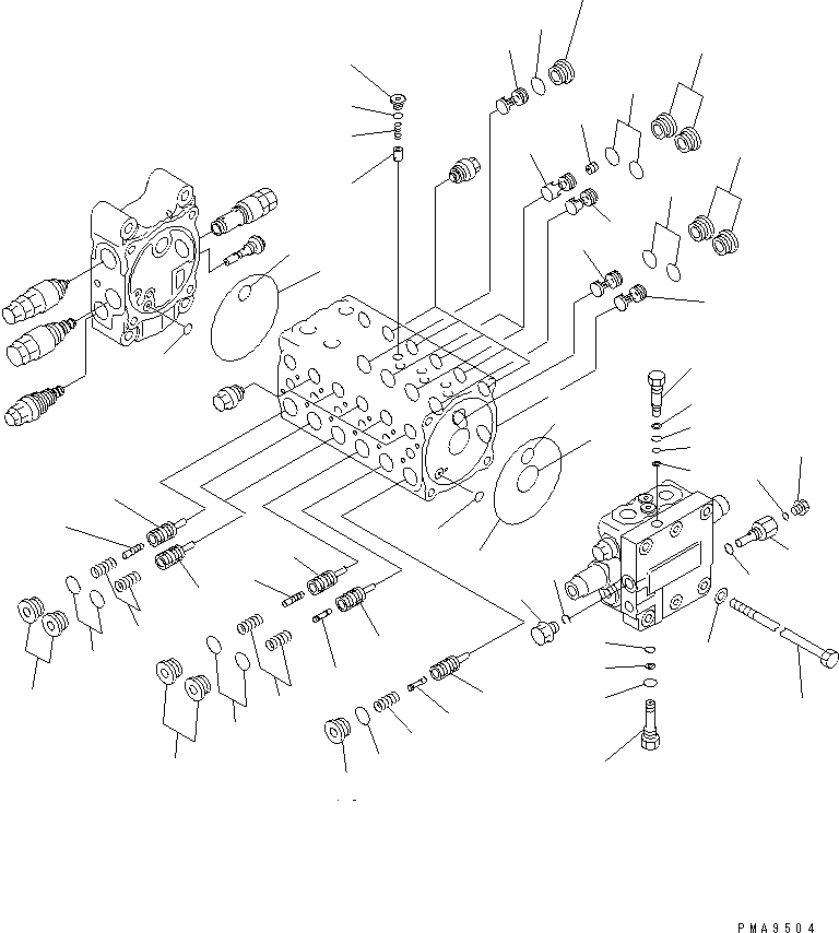 Komatsu parts book diagram for PC60-7 S/N 45001-UP: MAIN VALVE (7-VALVE) (2/7)(#45001-52373)