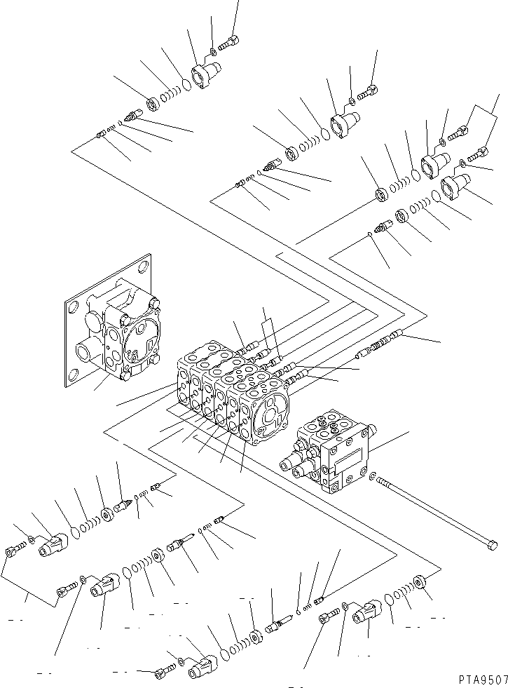 Komatsu parts book diagram for PC60-7 S/N 45001-UP: MAIN VALVE (8-VALVE) (1/8)(#45001-52373)
