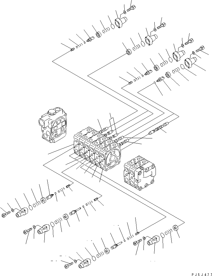 Komatsu parts book diagram for PC60-7 S/N 45001-UP: MAIN VALVE (8-VALVE) (1/8) (FOR BLADE)(#52374-)
