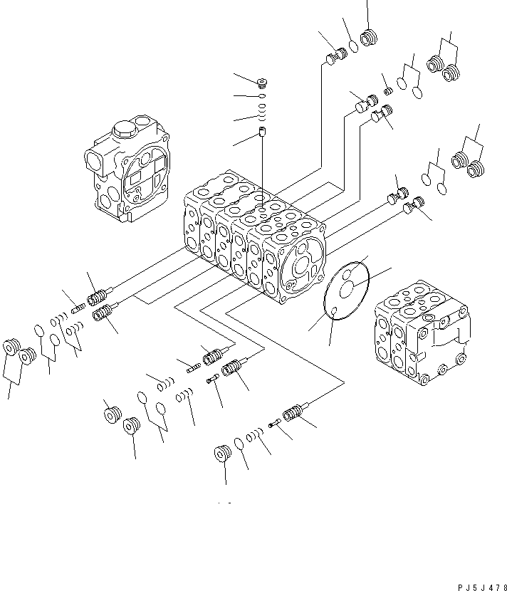 Komatsu parts book diagram for PC60-7 S/N 45001-UP: MAIN VALVE (8-VALVE) (2/8) (FOR BLADE)(#52374-)