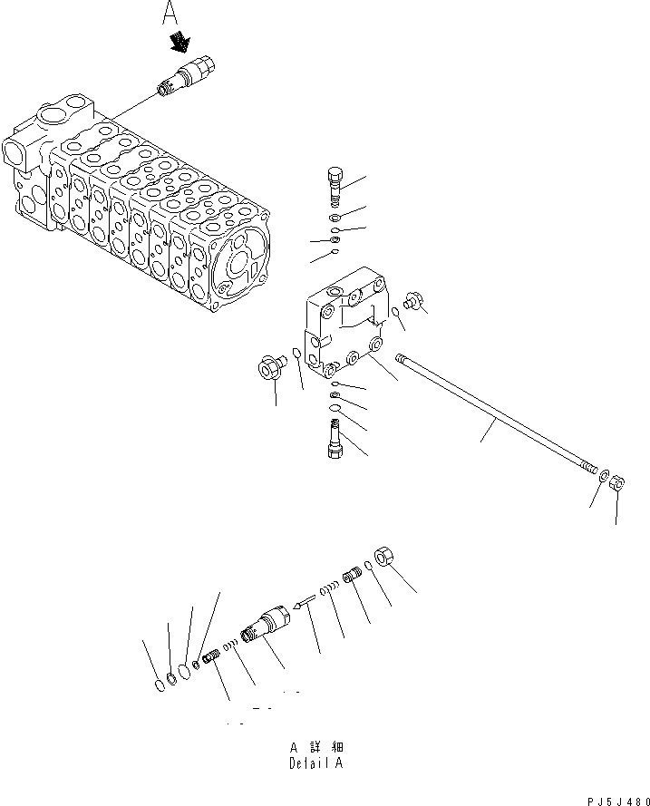 Komatsu parts book diagram for PC60-7 S/N 45001-UP: MAIN VALVE (8-VALVE) (4/8) (FOR BLADE)(#58001-)