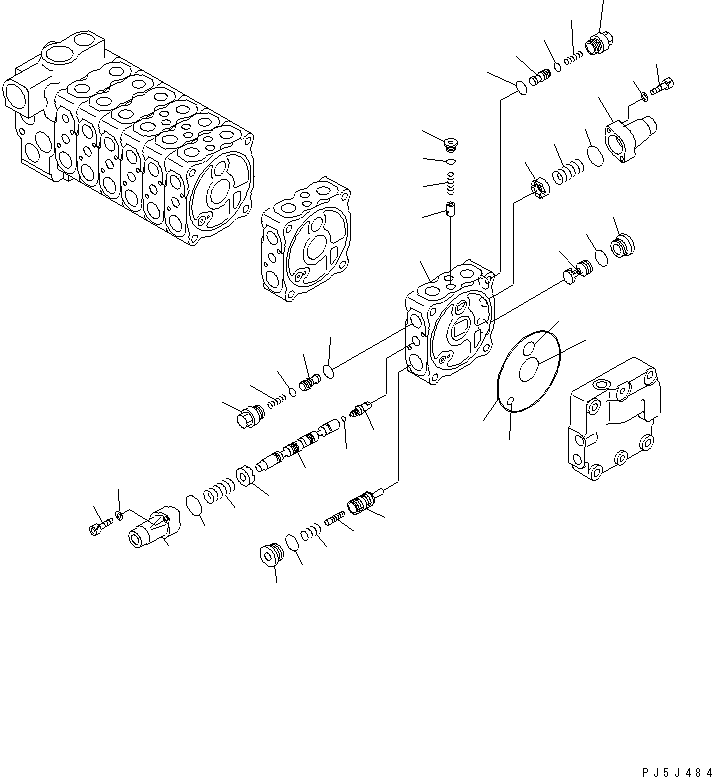 Komatsu parts book diagram for PC60-7 S/N 45001-UP: MAIN VALVE (8-VALVE) (8/8)(#52374-)