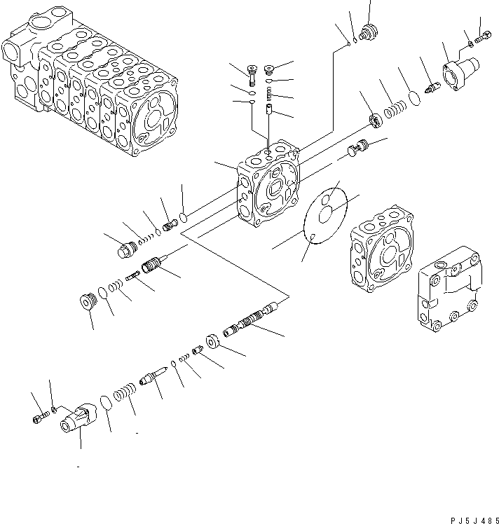 Komatsu parts book diagram for PC60-7 S/N 45001-UP: MAIN VALVE (8-VALVE) (7/8) (FOR BLADE)(#58001-)