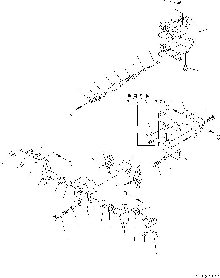 Komatsu parts book diagram for PC60-7 S/N 45001-UP: PPC VALVE (FOR TRAVEL)(#53298-)