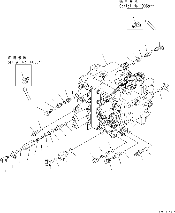Excavators Komatsu / PC600-6KJ S/N 10001-UP(pc600-0u) / MAIN VALVE (1 ACTUATOR) (FOR 1 SERVICE VALVE) (1/2)(150080 : H0120-01A4)