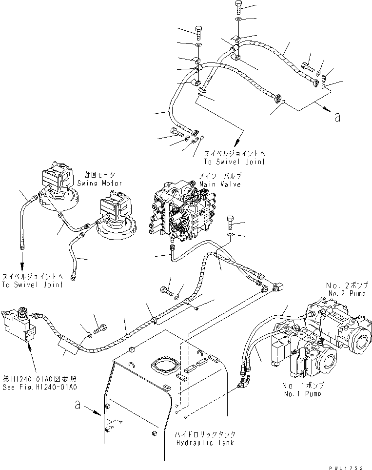 Excavators Komatsu / PC600-6KJ S/N 10001-UP(pc600-0u) / DRAIN LINE(#10001-10999)(150200 : H0340-01A0)