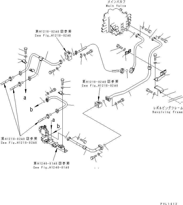 Excavators Komatsu / PC600-6KJ S/N 10001-UP(pc600-0u) / BOOM LINES (1/2)(150220 : H1210-01A0)