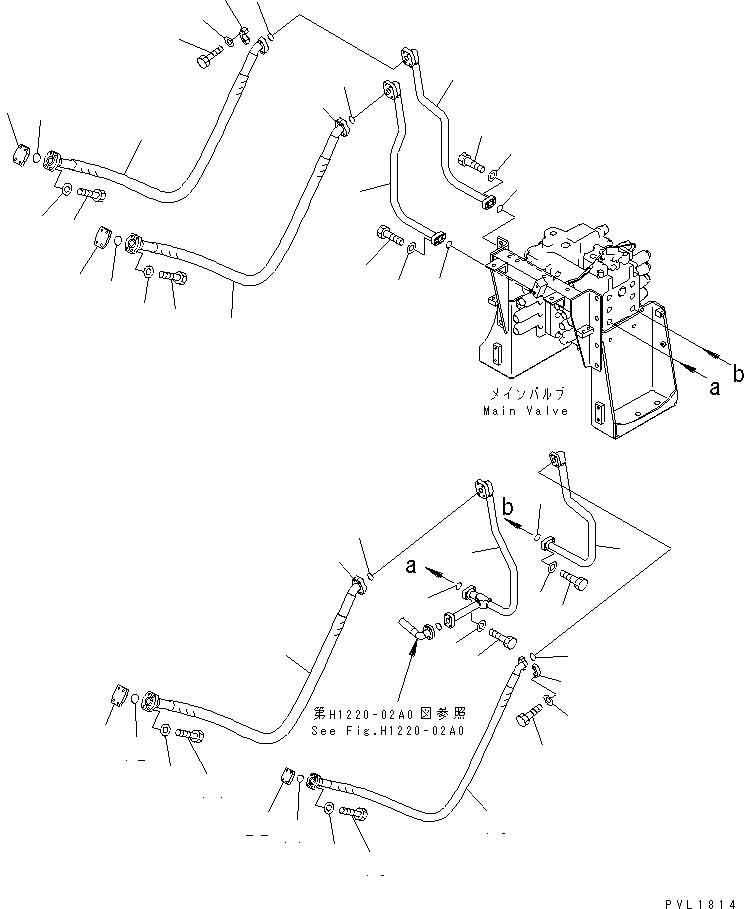 Excavators Komatsu / PC600-6KJ S/N 10001-UP(pc600-0u) / ARM AND BUCKET LINES (VALVE LINE)(150240 : H1220-01A0)