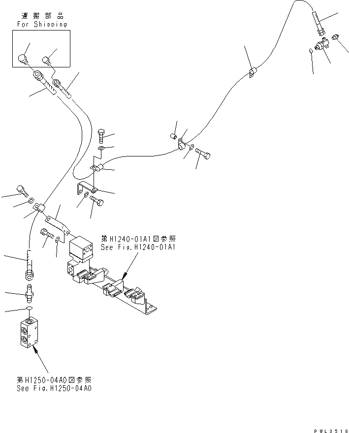 Excavators Komatsu / PC600-6KJ S/N 10001-UP(pc600-0u) / BURST VALVE (PIPING AND CLAMP) (FOR ARM CYLINDER)(150270 : H1250-01A0)