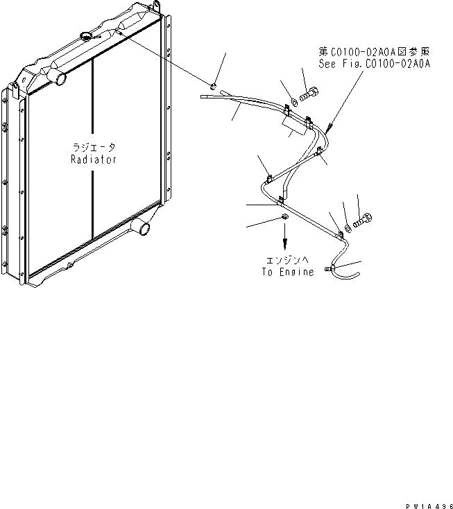 Komatsu parts book diagram for PC600-6A-KJ S/N 10001-UP: COOLING (SUB TANK)(#11001-)