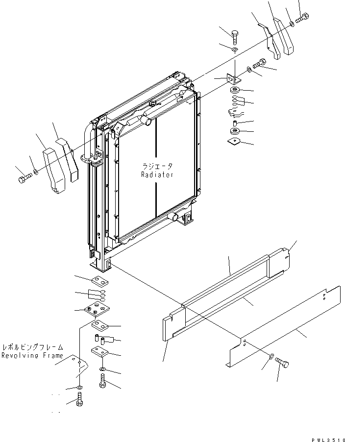 Komatsu parts book diagram for PC600-6A-KJ S/N 10001-UP: COOLING (RADIATOR MOUNTING AND SHEET) (EU SPEC.)(#10061-10999)