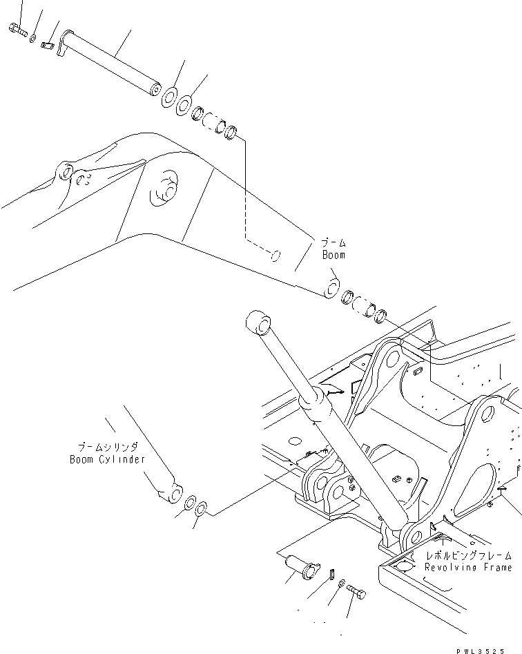 Komatsu parts book diagram for PC600-6A-KJ S/N 10001-UP: BOOM FOOT PIN (EU SPEC.)(#10061-)