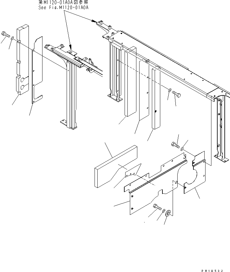 Komatsu parts book diagram for PC600-6A-KJ S/N 10001-UP: PARTITION (MACHINE CAB) (PUMP AND RADIATOR SIDE)(#11001-)