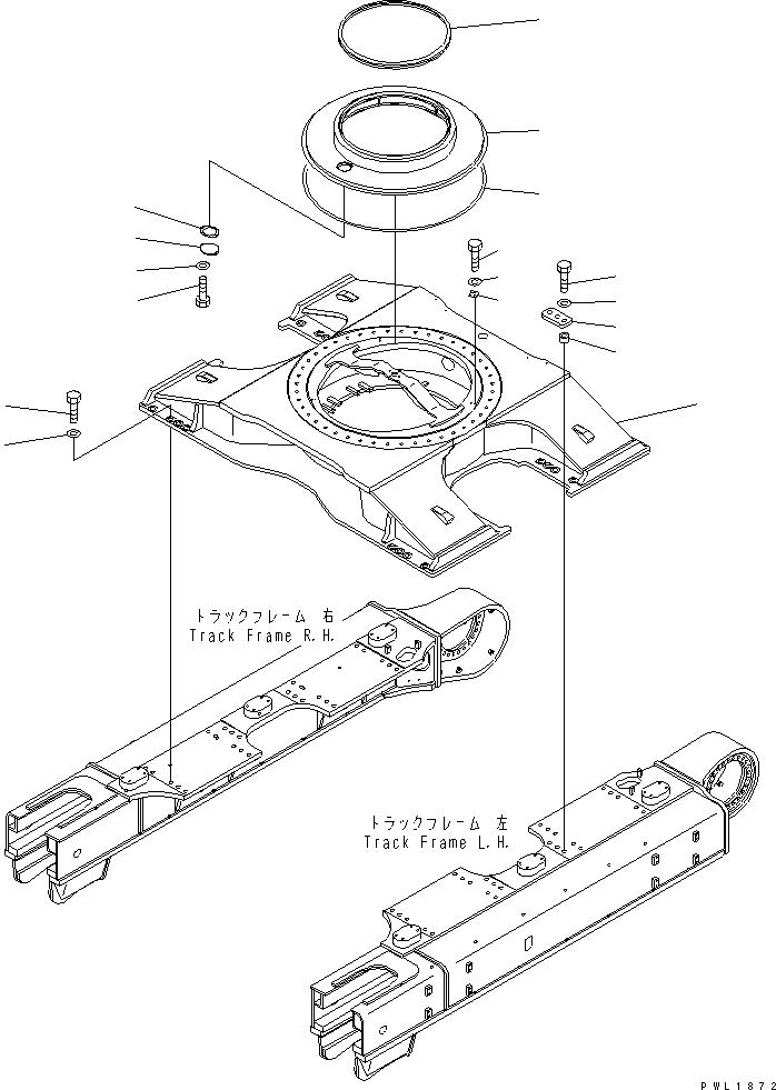 Komatsu parts book diagram for PC600-6A-KJ S/N 10001-UP: CENTER FRAME (WITH UNDER COVER)