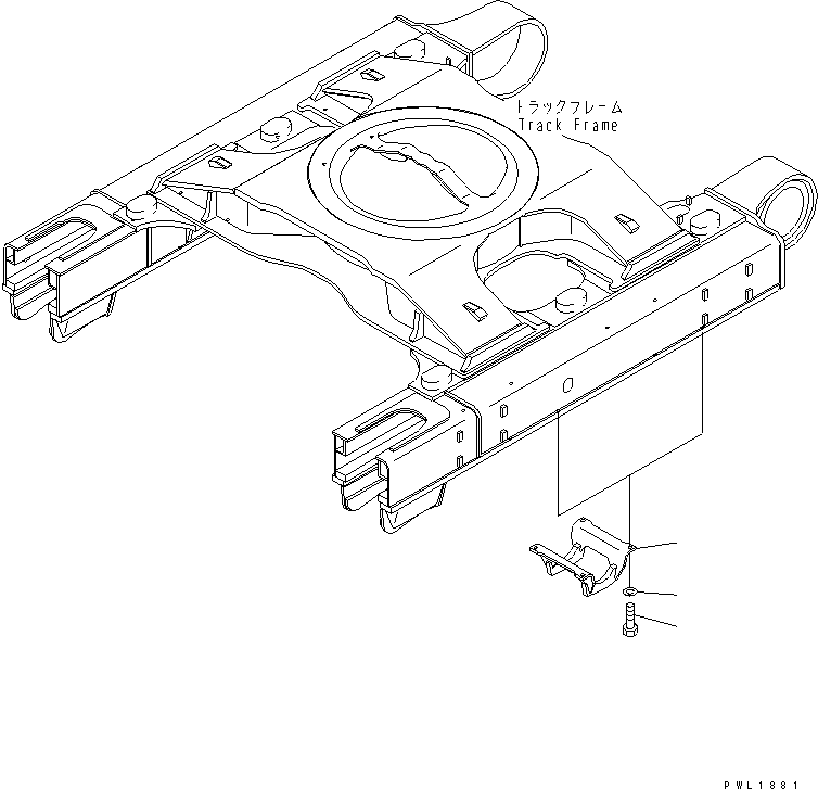 Komatsu parts book diagram for PC600-6A-KJ S/N 10001-UP: TRACK FRAME (TRACK ROLLER GUARD) (L.H.)(#10104-)