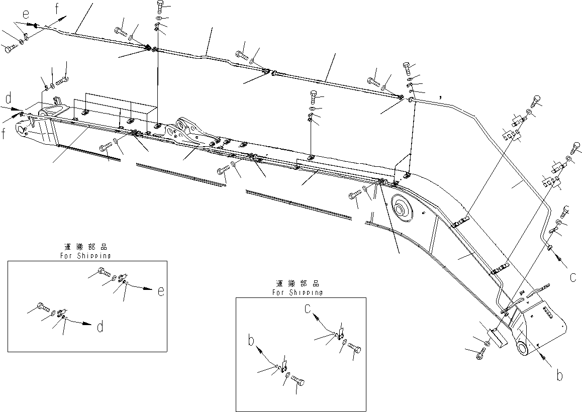 Excavators Komatsu / PC600LC-8K 19M SUPER LONG FRONT S/N K(pc600sl3) / BOOM (BUCKET CYLINDER LINE)(360470 : 360470)