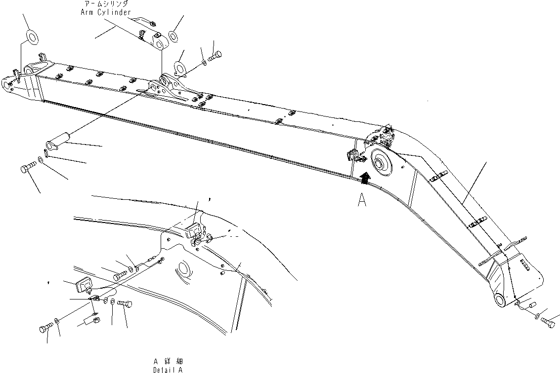 Excavators Komatsu / PC600LC-8K 19M SUPER LONG FRONT S/N K(pc600sl3) / BOOM (10.4M) (WORK LAMP AND ARM CYLINDER PIN)(360500 : 360500)
