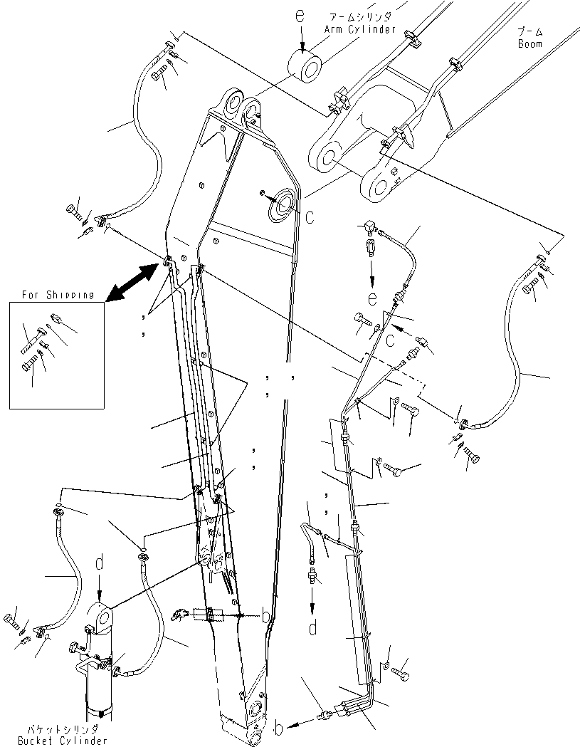Excavators Komatsu / PC600LC-8K 19M SUPER LONG FRONT S/N K(pc600sl3) / ARM(7.5M) (BUCKET CYLINDER HOSE)(360530 : 360530)