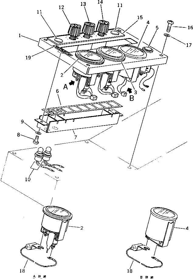 Excavators Komatsu / PC60L-5 S/N 7501-UP(pc60l-5r) / INSTRUMENT PANEL (1/3)(#7585-)(030080 : 1451A)