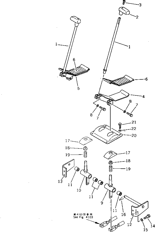 Excavators Komatsu / PC60L-5 S/N 7501-UP(pc60l-5r) / TRAVEL CONTROL LEVER AND PEDAL(120040 : 4101)